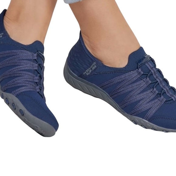 Skechers Slip-Ins Breathe Easy Roll With Me Navy Blue Sneakers Shoes - Picture 3 of 5